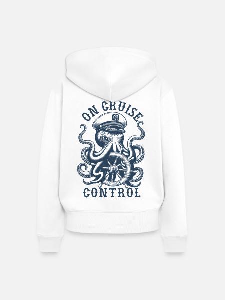 Am Tempomat Captain Octopus Lenkrad - Frauen Premium Bio Zip Hoodie - Weiß