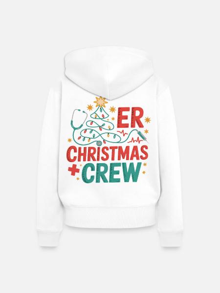 ER Weihnachts Crew - Frauen Premium Bio Zip Hoodie - Weiß