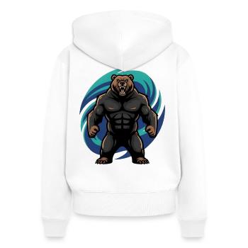 Muskulöser Braunbär vor blauen Wellen - Frauen Premium Bio Zip Hoodie - Weiß - Hinten - AI Model Female 172 light (172cm)