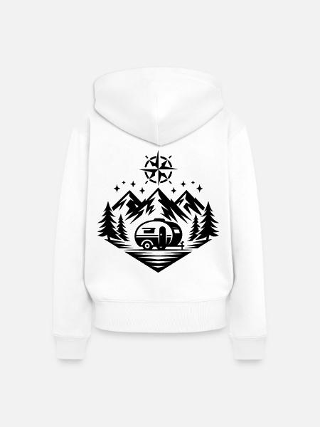Camping - Frauen Premium Bio Zip Hoodie - Weiß