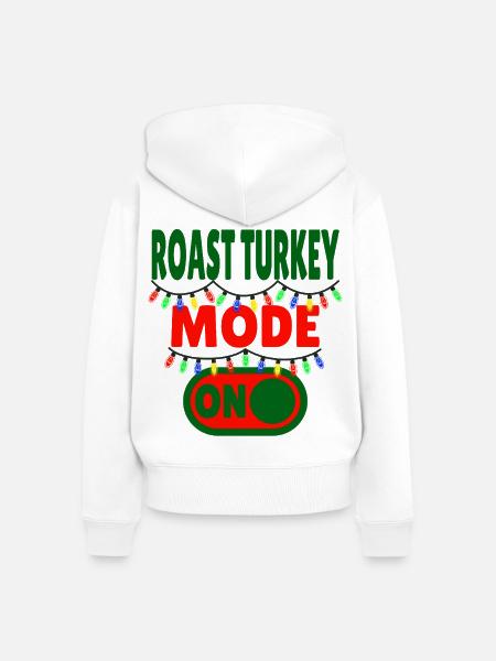 Roast Turkey Mode ON - Frauen Premium Bio Zip Hoodie - Weiß