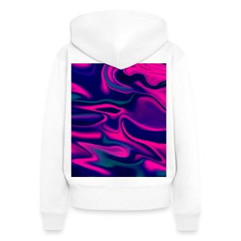 Holographic Flow - Dark Blue Purple Edition  - Frauen Premium Bio Zip Hoodie - Weiß - Hinten - AI Model Female 172 light (172cm)