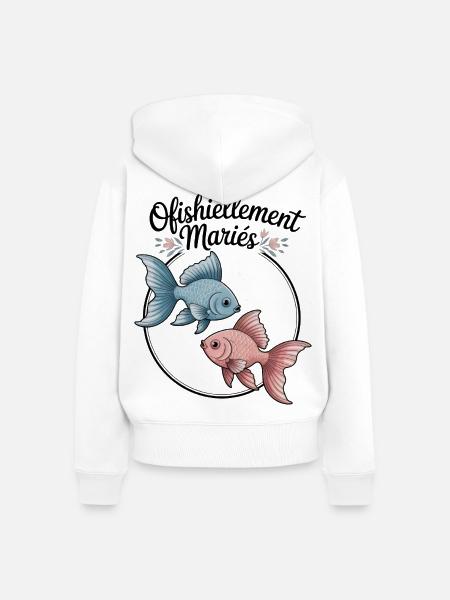 Ofishiellement Ehe-Humor-Pfirsich-Hochzeitspaar - Frauen Premium Bio Zip Hoodie - Weiß