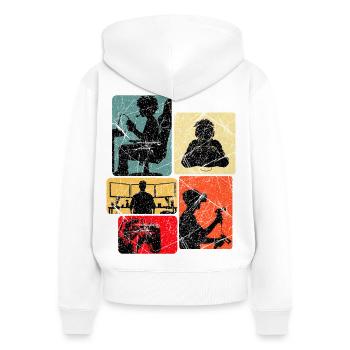 Color Block Gamer Silhouettes - Women's Premium Organic Zip Hoodie - white - Back - AI Model Female 172 light (172cm)