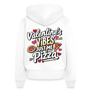 Valentins Vibes Pizza Liebe - Frauen Premium Bio Zip Hoodie - Weiß - Hinten - AI Model Female 172 light (172cm)