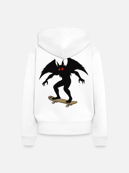 Mothman 1966 Skateboarding - Frauen Premium Bio Zip Hoodie - Weiß