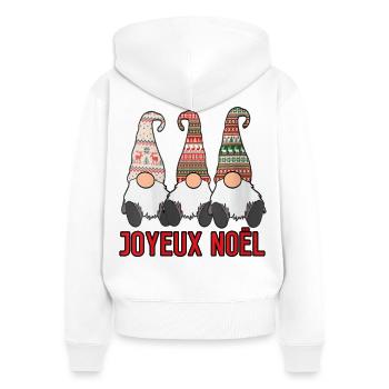 Frau Joyeaux Noel 3 Nordische Zwerge Winterweihnachten - Frauen Premium Bio Zip Hoodie - Weiß - Hinten - AI Model Female 172 light (172cm)