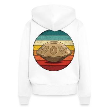 Retro Handpan Hang Drum - Frauen Premium Bio Zip Hoodie - Weiß - Hinten - AI Model Female 172 light (172cm)