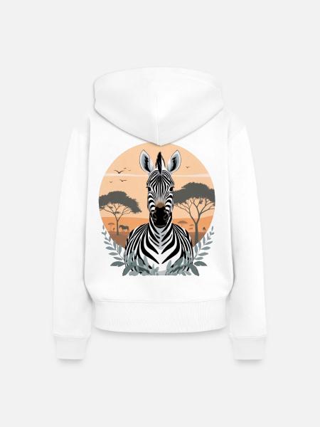 Zebra im Savannensonnenuntergang - Frauen Premium Bio Zip Hoodie - Weiß