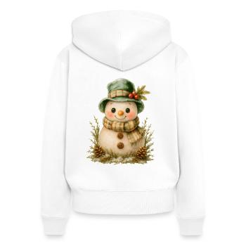 Winterfreund Schneemann - Frauen Premium Bio Zip Hoodie - Weiß - Hinten - AI Model Female 172 light (172cm)