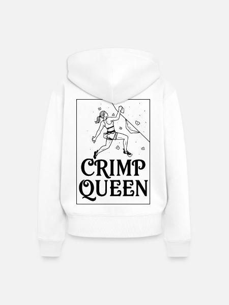 Crimp Queen Kletterabenteuer-Grafik - Frauen Premium Bio Zip Hoodie - Weiß