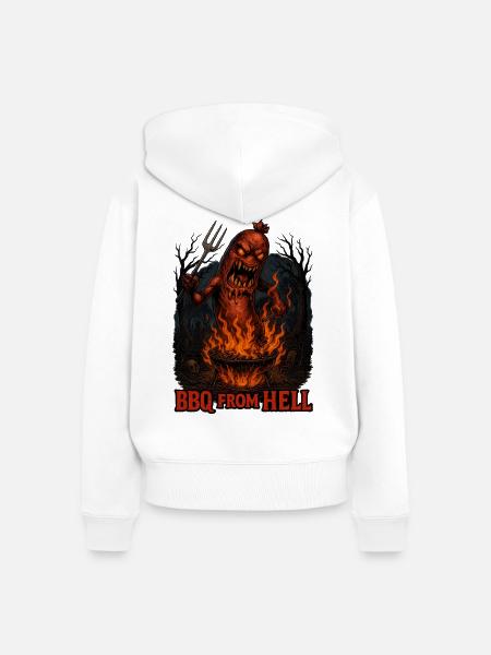 BBQ From Hell - Frauen Premium Bio Zip Hoodie - Weiß