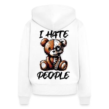 Hate People - Women's Premium Organic Zip Hoodie - white - Back - AI Model Female 172 light (172cm)