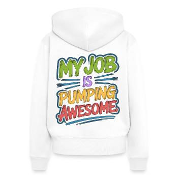 Cardiac Tech My Job Is Pumping Awesome Echo Tech - Frauen Premium Bio Zip Hoodie - Weiß - Hinten - AI Model Female 172 light (172cm)