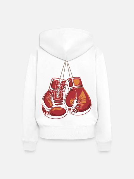 Rote Boxhandschuhe Illustration - Frauen Premium Bio Zip Hoodie - Weiß