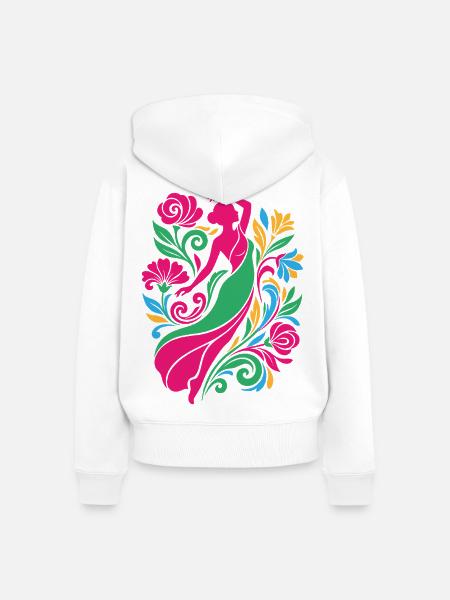 Blumentanz in Farbe - Frauen Premium Bio Zip Hoodie - Weiß