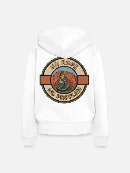 Kein Seil, kein Problem, Kletter-Abenteuer-Kunst - Frauen Premium Bio Zip Hoodie - Weiß
