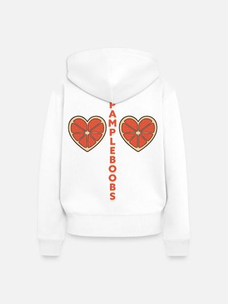 Pampleboobs – Spaßiges Design mit Grapefruit - Frauen Premium Bio Zip Hoodie - Weiß