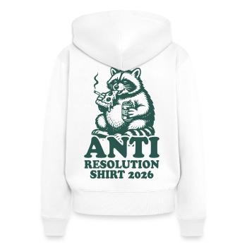 Waschbär | Anti gute Vorsätze 2026 - Frauen Premium Bio Zip Hoodie - Weiß - Hinten - AI Model Female 172 light (172cm)