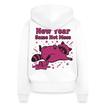 Célébration du Nouvel An Même Désordre 2025 - Sweat à capuche zippé Premium bio Femme - blanc - Dos - AI Model Female 172 light (172cm)