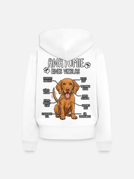 Vizsla: Die wahre Anatomie - Frauen Premium Bio Zip Hoodie - Weiß