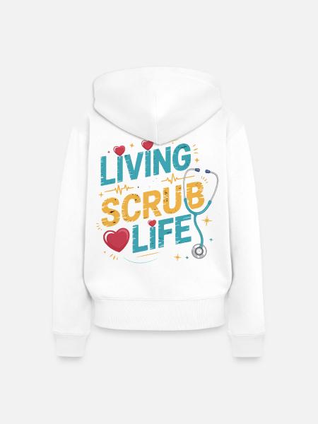 Leben im Scrub-Leben - Frauen Premium Bio Zip Hoodie - Weiß