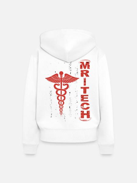 Rote MedTech Caduceus Flagge - Frauen Premium Bio Zip Hoodie - Weiß