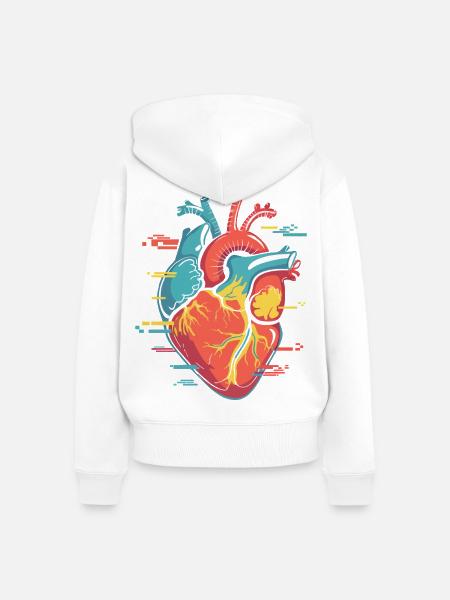 Farbherz im Wirbel - Frauen Premium Bio Zip Hoodie - Weiß