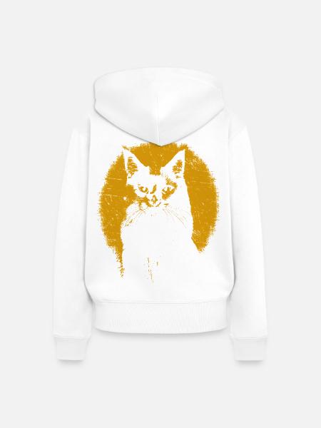 Katzensilhouette - Frauen Premium Bio Zip Hoodie - Weiß