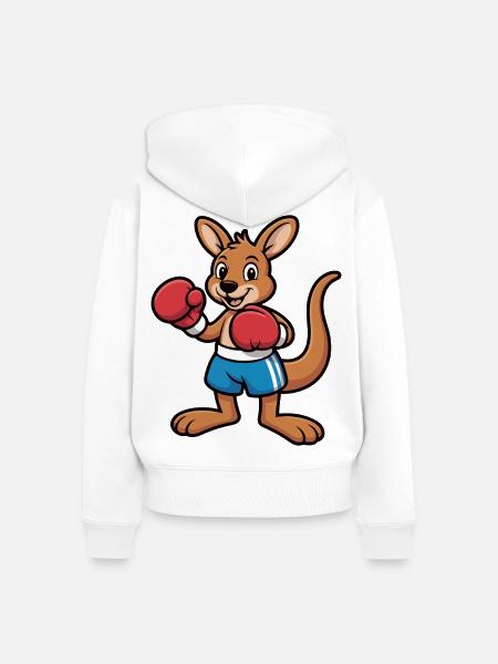 Känguru Boxer Cartoon – Ringkämpfer - Frauen Premium Bio Zip Hoodie - Weiß