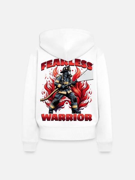 Furchtloser Feuerwehrmann, Feuerwehrheld - Frauen Premium Bio Zip Hoodie - Weiß