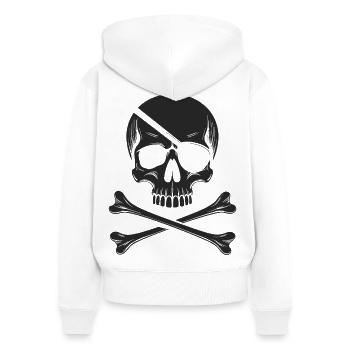 Klassischer Jolly Roger Piraten Totenkopf - Frauen Premium Bio Zip Hoodie - Weiß - Hinten - AI Model Female 172 light (172cm)