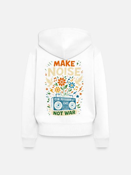 Make noise not war, peace musik - Frauen Premium Bio Zip Hoodie - Weiß