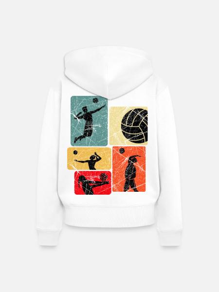 Volleyball Silhouetten Farbblöcke - Frauen Premium Bio Zip Hoodie - Weiß