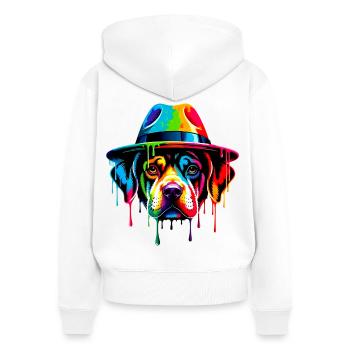Chien - Sweat à capuche zippé Premium bio Femme - blanc - Dos - AI Model Female 172 light (172cm)