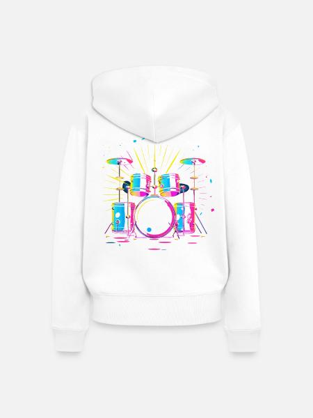 Schlagzeug - Frauen Premium Bio Zip Hoodie - Weiß