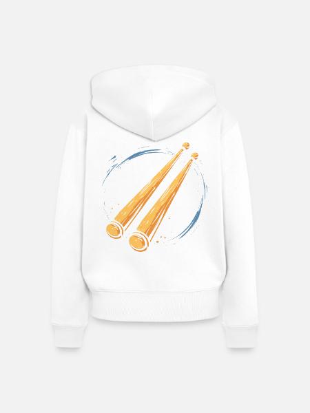 Schlagzeugstöcke Grafik - Frauen Premium Bio Zip Hoodie - Weiß
