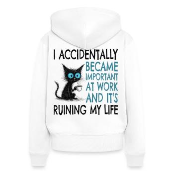 Collègue, employé, travail, stress, stress professionnel - Sweat à capuche zippé Premium bio Femme - blanc - Dos - AI Model Female 172 light (172cm)