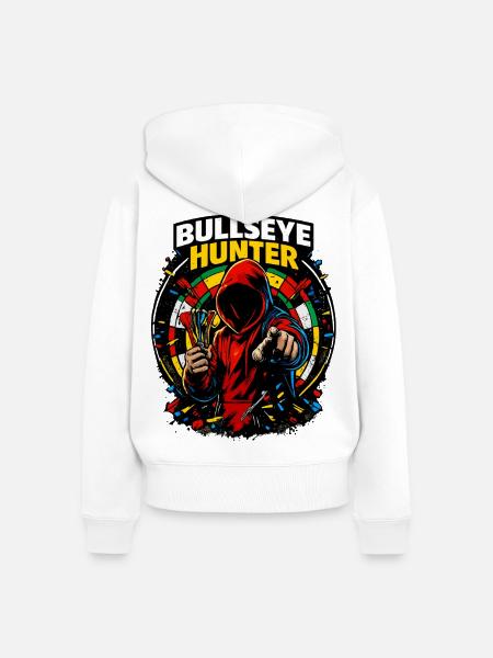 Dart Bullseye Hunter - Frauen Premium Bio Zip Hoodie - Weiß
