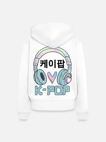 K Pop 케이팝 - Frauen Premium Bio Zip Hoodie - Weiß