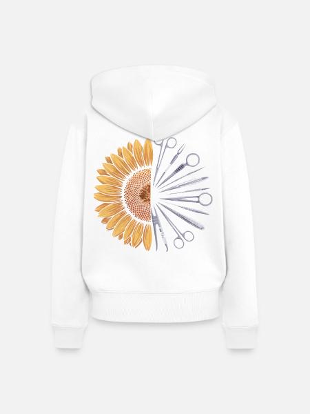 Sonnenblume trifft Chirurgie - Frauen Premium Bio Zip Hoodie - Weiß