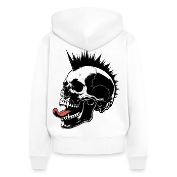 Skull Mohawk Punk Rocker Totenkopf - Women's Premium Organic Zip Hoodie - white - Back - AI Model Female 172 light (172cm)