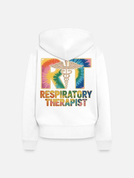 Respiratorischer Therapeut Tie-Dye - Frauen Premium Bio Zip Hoodie - Weiß