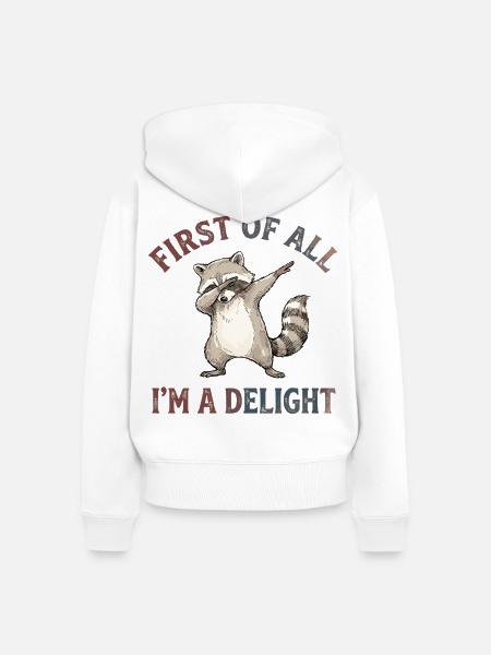 Waschbär, Lustiges Waschbär - Frauen Premium Bio Zip Hoodie - Weiß