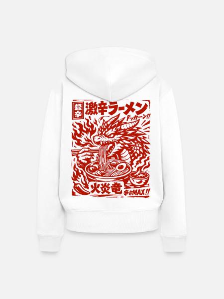 Drachen | Ramen | Nudelsuppe | extra scharf - Frauen Premium Bio Zip Hoodie - Weiß