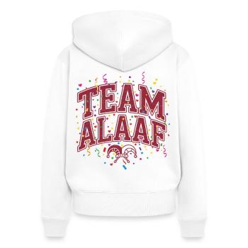 Team Alaaf Cologne - Women's Premium Organic Zip Hoodie - white - Back - AI Model Female 172 light (172cm)