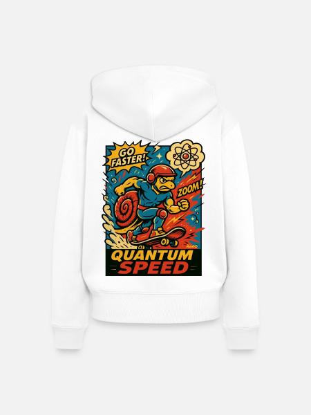 Quanten-Speed Schildkröte Skateboard - Frauen Premium Bio Zip Hoodie - Weiß