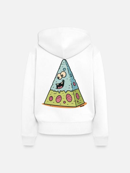 Käse-Vulkan Lachendes Gesicht - Frauen Premium Bio Zip Hoodie - Weiß