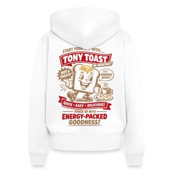 Retro 50er Jahre Frühstückstoast - Frauen Premium Bio Zip Hoodie - Weiß - Hinten - AI Model Female 172 light (172cm)