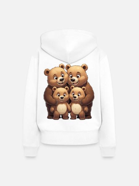 Bärenfamilie Cartoon Herz - Frauen Premium Bio Zip Hoodie - Weiß